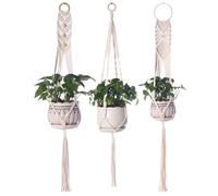 XUEYEGONGJI Hangage de Plante de Macrame 3pcs Porte-Plante Suspendue 3 Tailles Plagers Plafond porteuse Pot Fleur décorative Pas Picots Plafond pour décorette intérieure Cintre