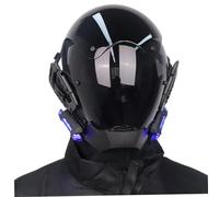 XUEYEGONGJI Masque Cyberpunk LED Blue Light Casque Cyberpunk Masque futuriste réglable avec Couverture de Couverture Cyber Masque Gothic Mask pour Adultes Cosplay, Disco, fêtes d'anniversaire