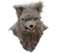 XUEYEGONGJI Masque Renard Masque Effrayant Fox Fox Furry Head Full Head Halloween avec mâchoire Mobile pour Halloween, Gray Furry