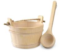 XUEYEGONGJI Sauna Seau Sauna Seau et louchet Kit de Sauna en Bois 4L avec poignée épaisse en Plastique-Liner