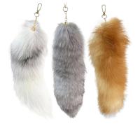XUEYEGONGJI Tail Keychain 3pcs Fox Tail Keychain Faux Fox Fox Furry Tail Keychain 15-16,5 THERIAN THERIAN 3 COHBELS CHAIN CLÉ CHAIN POUR COSPLAY PART