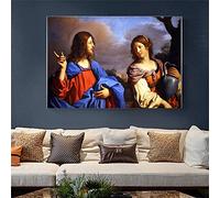 XuFan Peinture à la Bombe Vintage Photos Affiche Jésus croyants Moine peintures sur Toile pour l'église salon Art Maison décorations murales 50x70cm sans Cadre