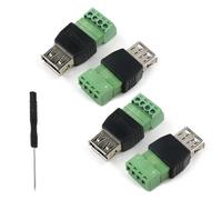 XUGERIP Lot de 4 adaptateurs de bornier à vis USB 2.0 de type A femelle, connecteur de dérivation enfichable à 4 broches avec tournevis, 5 V 2 A, réparation de câblage pour ventilateurs USB, clés USB