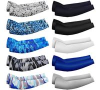 Xuhal Lot de 10 paires de manchons de protection UV pour enfants, jeunes, basket-ball, football, baseball, protection solaire (classique, âge 11-14 ans)