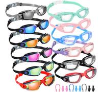 Xuhal Lot de 12 lunettes de natation anti-buée pour adulte avec 12 pince-nez étanches (couleur classique)