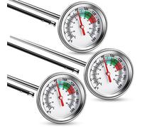 Xuhal Lot de 3 thermomètres de sol en acier inoxydable à longue tige, thermomètre de compost pour jardinage, jardin, jardin, affichage Fahrenheit et Celsius avec guide de compostage numérique, 40,6 cm