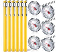 Xuhal Lot de 6 thermomètres de cuisine en acier inoxydable avec tige de 12,7 cm de long, cadran de 2,5 cm, thermomètre à mousse de lait pour four, sonde de viande, barbecue, cuisson au chocolat, eau