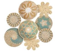 Xuhal Lot de 8 paniers muraux tissés à la main décoratifs et rustiques faits à la main en jonc de mer ronds en osier pour maison, cuisine, ferme, table, salon (élégant)