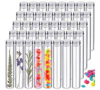 Xuhal Lot de 80 tubes à essai en plastique de 115 ml avec bouchons, 30 tubes de 185 mm pour bonbons, perles, poudre, tubes à essai transparents pour test d'échantillons, fête à la maison