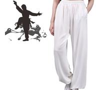 XUHCLY Pantalon de Tai Chi Unisexe,Pantalon pour Pratiquer Kung Fu Arts Martiaux,Elastique Tenue de Tai Chi Taekwondo Pantalon,Pantalon Tai Chi Coupe Ample Homme Femme(Size:L,Color:A)