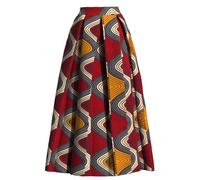 XUHOGU Jupe Longue plissée Taille Haute imprimé Ankara avec Poches Femme