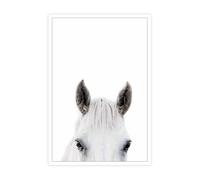 XUHZNXPW Poster photo moderne et beau portrait de cheval blanc tête de cheval - Art mural mignon de la ferme - Impressions sur fond blanc pour maison, chambre à coucher, dortoir - 30,5 x 40,6 cm -