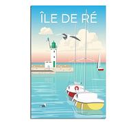 XUIOHG Île de Ré France Poster vintage de voyage Phare sur toile Art mural pour la maison, le salon, la chambre à coucher (40 x 60 cm)