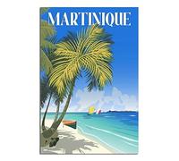 XUIOHG Martinique France Poster vintage sur toile Motif plage et côte 60 x 90 cm