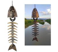 XUJIAN 2 Pièces Carillon de Poisson, Carillon de Squelette de Poisson, Carillons de Vent en Fonte D'Os de Poisson Carillons de Vent en Métal Vintage Extérieur Apaisant