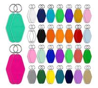XUJIAN 60 Pièces Vierges de Porte-Clés de Sublimation, Porte-Clés de Transfert de Chaleur Double Face Vide de Porte-Clés de Motel D'Hôtel avec Anneau
