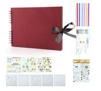 XUJIAN Albums Photos 80 Pages Noires, Livres de Mémoire, Papier A4, Bricolage, Scrapbooking, Photo, Cadeau d'anniversaire pour Enfants, Rouge