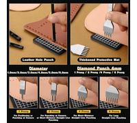 XUJIAN Ensemble D'Outils de Perforation pour Cuir, Poinçon pour Couture de Cuir, Poinçon pour Cuir, 4 mm, 1/2/4/6 Dents, Ciseau à Cuir, pour Ceinture en Cuir, Bracelet de Montre