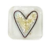 XUJIAN Jeton de Poche en Verre avec Cœur, Carte Souvenir, Cadeau - Cartes de Poche Souvenir en Verre Fondu, Jeton de Poche en Forme de Cœur, Argent