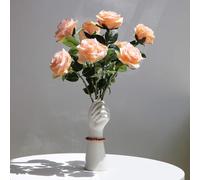XUJIAN Vase à Fleurs en Céramique d'art Moderne de 9 Pouces, Récipient à Fleurs pour Plantes Tenant à la Main, Vase à Bras Blanc de Table pour Le Bureau à Domicile, Argent