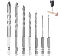 Xujinsongg Foret Carrelage, 7 pièces Forets pour Carrelage, Mèche à Carrelages,Forets Professionnels en Croix Carbure de Tungstène, Meche Carrelages Hexagonal pour Verre,Métal,Briquep,Plastique,Bois