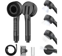 XUJMK Soffione Doccia con 1.5m Tubo, 5 Modi Funzione Soffione Doccia Anticalcare con Filtro Incorporato,Supporto Doccia Soffione Senza Fori,Soffione Per Doccia Universale Dimensione Collegare