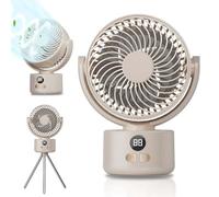 XUJMK Ventilateur de table portable avec trépied réglable, 3600 mAh rechargeable USB-C, 3 vitesses + fonction oscillation, silencieux pour la maison/le bureau, les voyages, design compact (22 cm fermé