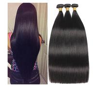 XUJUAN-0227 Extensions de cheveux humains péruviens droits, 12A, couleur naturelle, os, droits, 1/3/4 Bundle, pour femmes noires (66 cm, 1 pièce)
