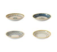 XUJUAN-0227 Lot de 4 assiettes à manger rondes en céramique - Assiettes à dessert vintage - Assiettes plates simples - Lot de 4 assiettes plates (E)