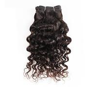 XUJUAN-0227 Lot de 4 extensions de cheveux humains ondulés Remy - 50 g/pièce, marron et noir - Style bob court - Extensions de cheveux humains Remy - 30,5 cm - 50 g