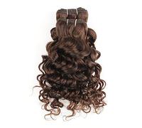 XUJUAN-0227 Lot de 4 extensions de cheveux humains Remy ondulés - 50 g/pièce - Marron et noir - Style bob court - Extensions de cheveux humains Remy - 25,4 cm - 50 g