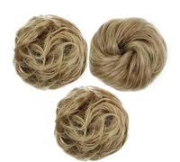 XUJUAN-0227 Messy Bun 12T24 - Postiche en caoutchouc - Pour fille - Cheveux bouclés - Avec élastique - Pour femme