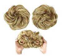 XUJUAN-0227 Messy Bun 22H27A Postiche en caoutchouc pour chignon désordonné tendance pour fille - Cheveux bouclés avec élastique - Pour femme