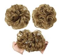 XUJUAN-0227 Messy Bun Postiche en caoutchouc pour chignon désordonné, tendance, pour filles, cheveux bouclés, chignon avec élastique (12-27A-613C)