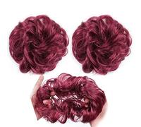XUJUAN-0227 Messy Bun - Postiches en caoutchouc - Chignon désordonné - Tendance - Pour fille - Cheveux bouclés - Avec élastique - Pour femme - Château