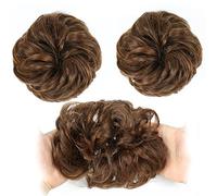 XUJUAN-0227 Messy Bun - Postiches en caoutchouc - Pour fille - Cheveux bouclés - Avec élastique - Pour femme (M2-30)