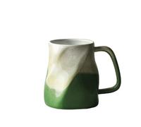 XUJUAN-0227 Tasse à boisson en céramique tournée au four, 1 lot de tasses à café multicolores de forme irrégulière, capacité de 435,2 g, pour le bureau et la maison, tasse à thé au lait (vert)