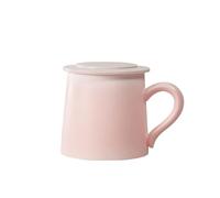 XUJUAN-0227 Tasse à café en céramique rose avec couvercle - Capacité : 326 g - Idéal pour un usage domestique ou pour offrir à des amis - Tasse à thé au lait