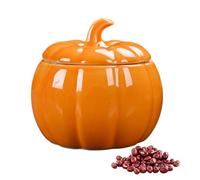 Xujuika Petit pot en céramique en forme de citrouille | Figurine de citrouille en céramique - Récipient alimentaire hermétique pour Thanksgiving, décoration d'intérieur pour cuisine, fête, chambre