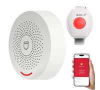 XUK Bracelet Alarme Personne Agee WiFi, Système d'Alerte Intelligent Compatible Tuya, Smart Life et Alexa - Bouton d’Urgence Étanche sans Fil 200 m avec Récepteur, Volume Réglable (Pack de 2 produits)