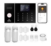 XUK Système d’Alarme sans Fil 4G/GSM/WiFi pour Maison/Appartement,Alarme Sécurité Intelligente avec Capteurs Porte/Fenêtre, Détecteur Mouvement PIR, Compatible Alexa/Google Home, Installation Facile