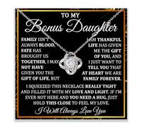 Xukaenus Collier avec inscription « To My Bonus Daughter » - Cadeau pour fille de la part de maman et de papa - Cadeau pour anniversaire, Noël, belle-fille de la part de beau-père, Acier inoxydable