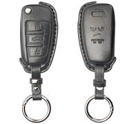 XUKEY Coque de Clé de Voiture Compatible avec Audi - Avec Pendentif en Alliage de Zinc Cuir Noir - Avec Motif Don't Touch My Key - Pour A1 A3 A4 A6 Q3 Q7 S3 R8 TT