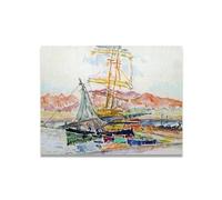 xukgmsg Paysage Corse Impression D'Art Mural Affiche Pointillisme Tableaux Romantique Toile DéCoration Murale Reproduction De Tableaux CéLèBre 40x30cm