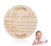 XUKZIMA 1 panneau d'annonce de bébé, panneau en bois « Hello World » de 15 cm, panneau de bienvenue pour nouveau-né, panneau d'annonce de naissance pour hôpital, fête prénatale, accessoire photo,