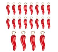 XUKZIMA 20 Pièces Breloques de Poivre et Piment Rouge, Mini Petit Émail, Végétales, Alimentaire, Miniature Piment Épicé Réaliste pour la Fabrication de Bijoux, DIY Jewelry Making Craft