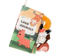 XUKZIMA Jouet Éveil Bébé, Livre Sensoriel Animaux, Livre Interactif et Crinkle Bébé, Tissu Livre avec Anneau Dentition et Miroir