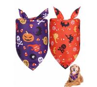 XUKZIMA Lot de 2 bavoirs pour chien Violet/orange | Serviettes de cou super absorbantes avec attaches réglables | Empêche les gouttes de salive et maintient le pelage propre après le bain