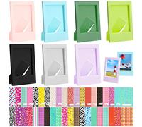 Xulisheng 7 Pcs Mini Cadres Photo Compatible avec Fujifilm Instax Cadres Photo Instantanés en Plastique avec 40 Pcs Autocollants de Cadre Photo Ensemble d'Accessoires Mini Appareil Photo Coloré