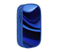 XULLZH Abstrait Bleu Imprimé Grande Capacité Zipper Crayon Box Double Deck Pen Bag Maquillage Pen Pouch Office Supply, Bleu, One Size, Moderne.